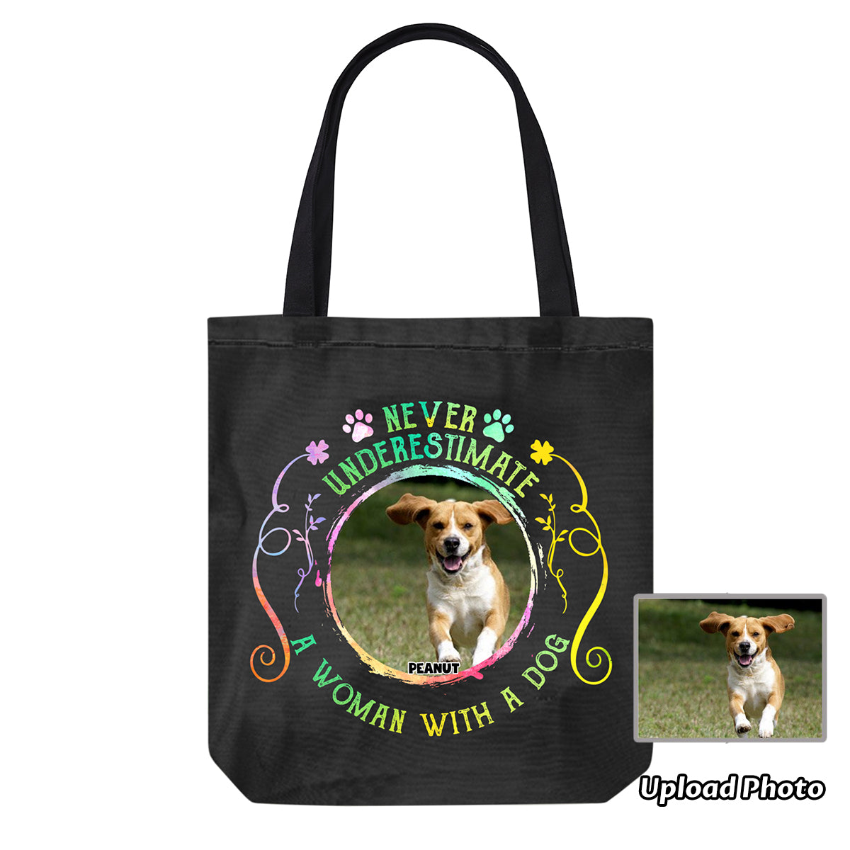 A Woman With A Dog Personalized Canvas Bag
