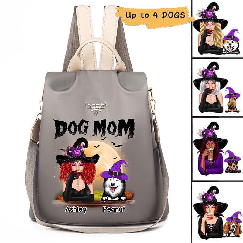 Halloween Witch Dog Mom Personalized Backpack