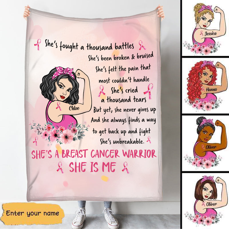 I Am Breast Cancer Warrior Personalized Fleece Blanket