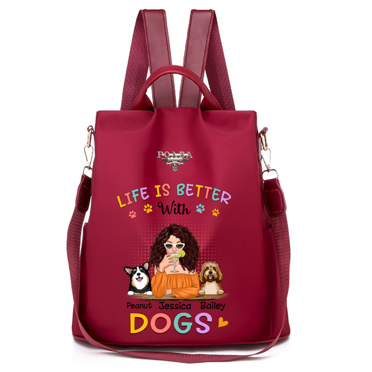 Colorful Better With Dogs Cocktail Girl Personalized Backpack