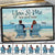 Back View Couple Sitting Beach Landscape Personalized Doormat