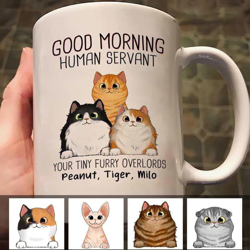 Good Morning Cat Human Servant Personalized Mug (Double-sided Printing)