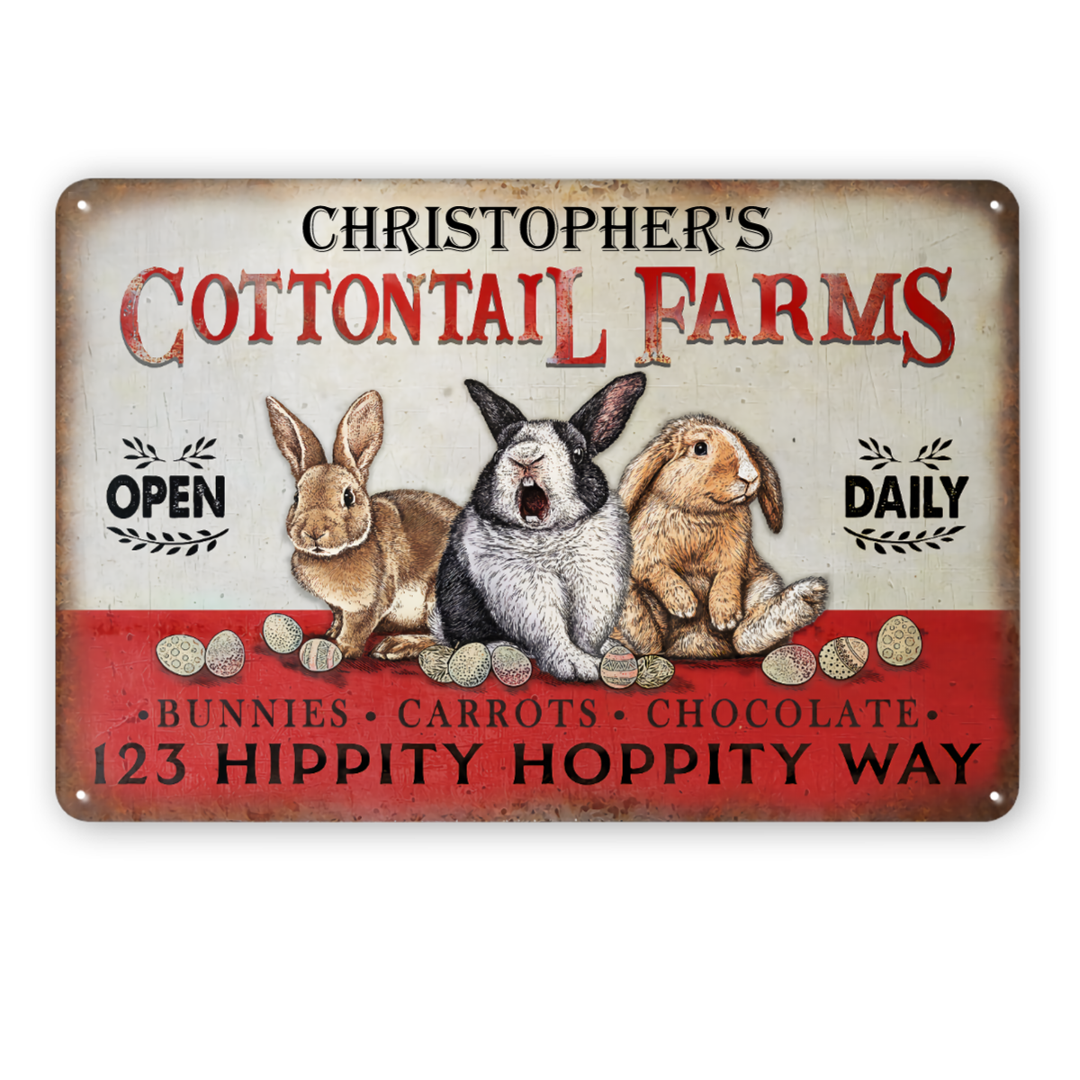 Personalized Rabbit Cottontail Hippity Hoppity Customized Classic Metal Signs