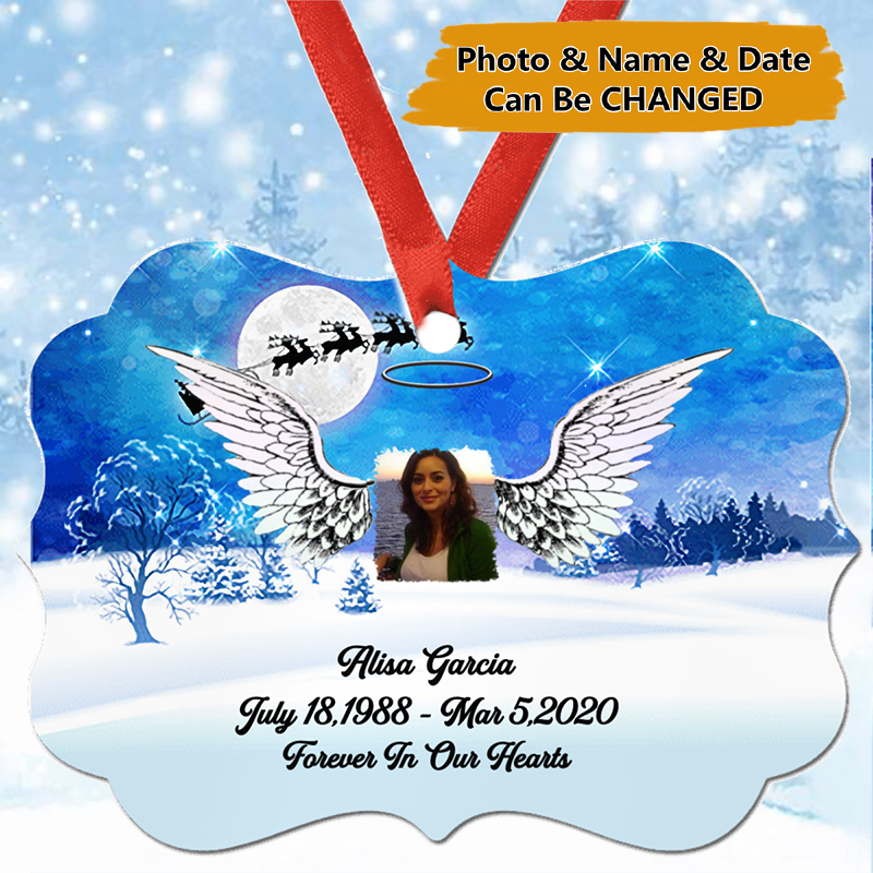 Personalized Photo and Name Memorial Christmas Ornament