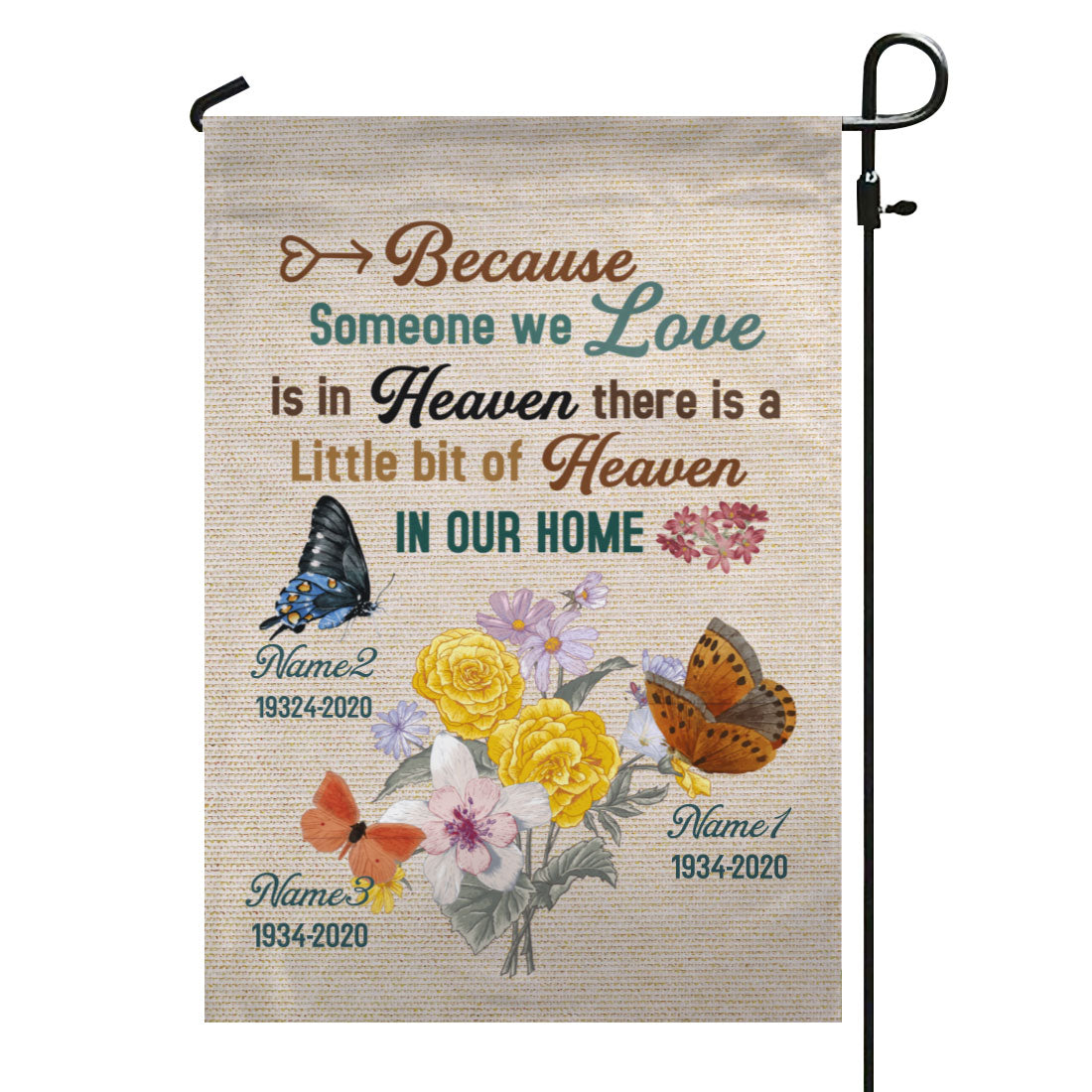 Someone In Heaven Memorial Butterfly Flower Personalized Garden Flag