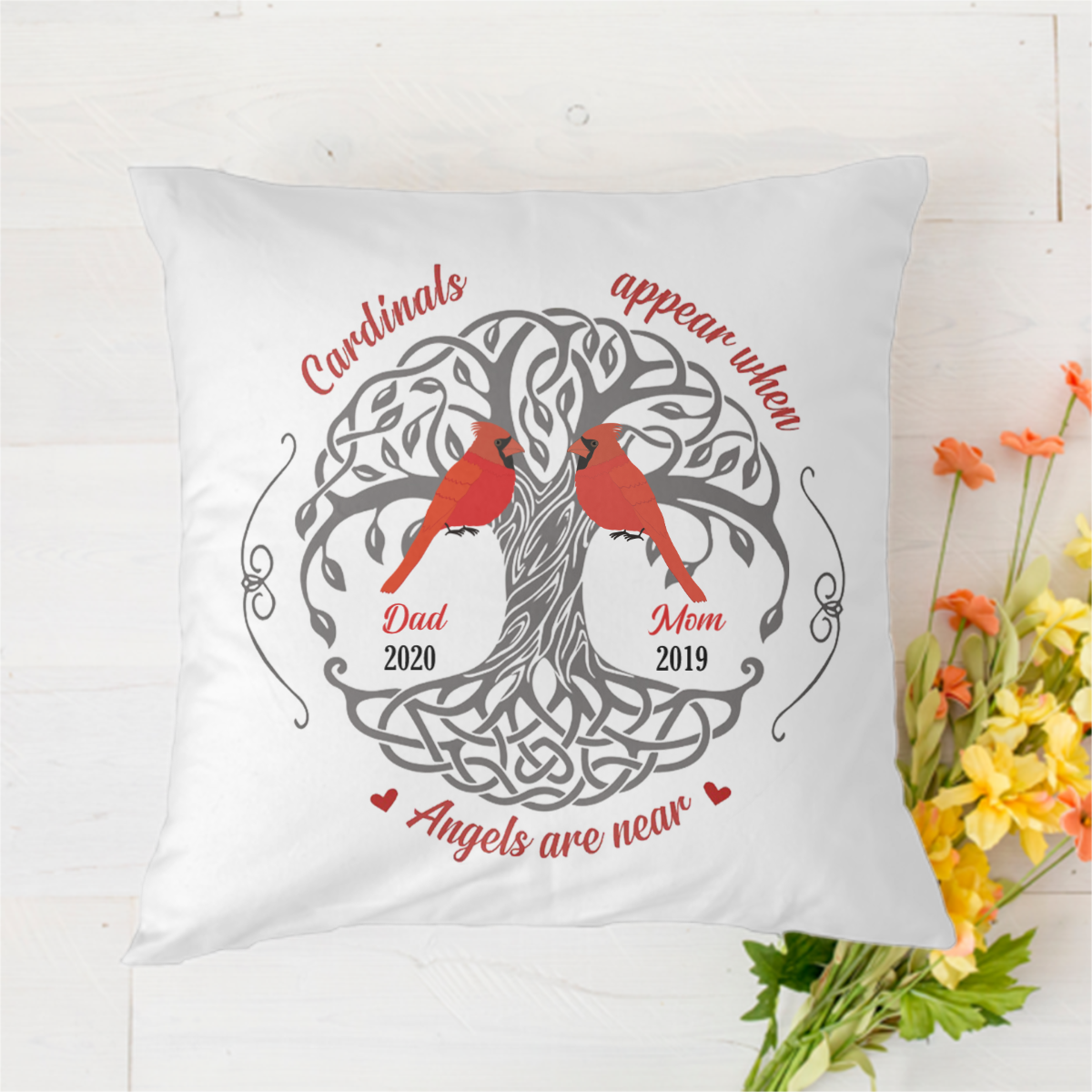 Angels Are Near Memorial Personalized Polyester Linen Pillow