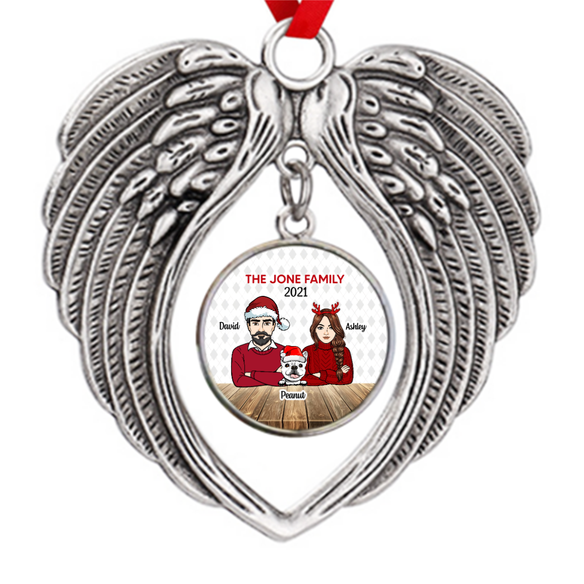 Christmas Couple And Dogs Personalized Zinc Alloy Ornaments