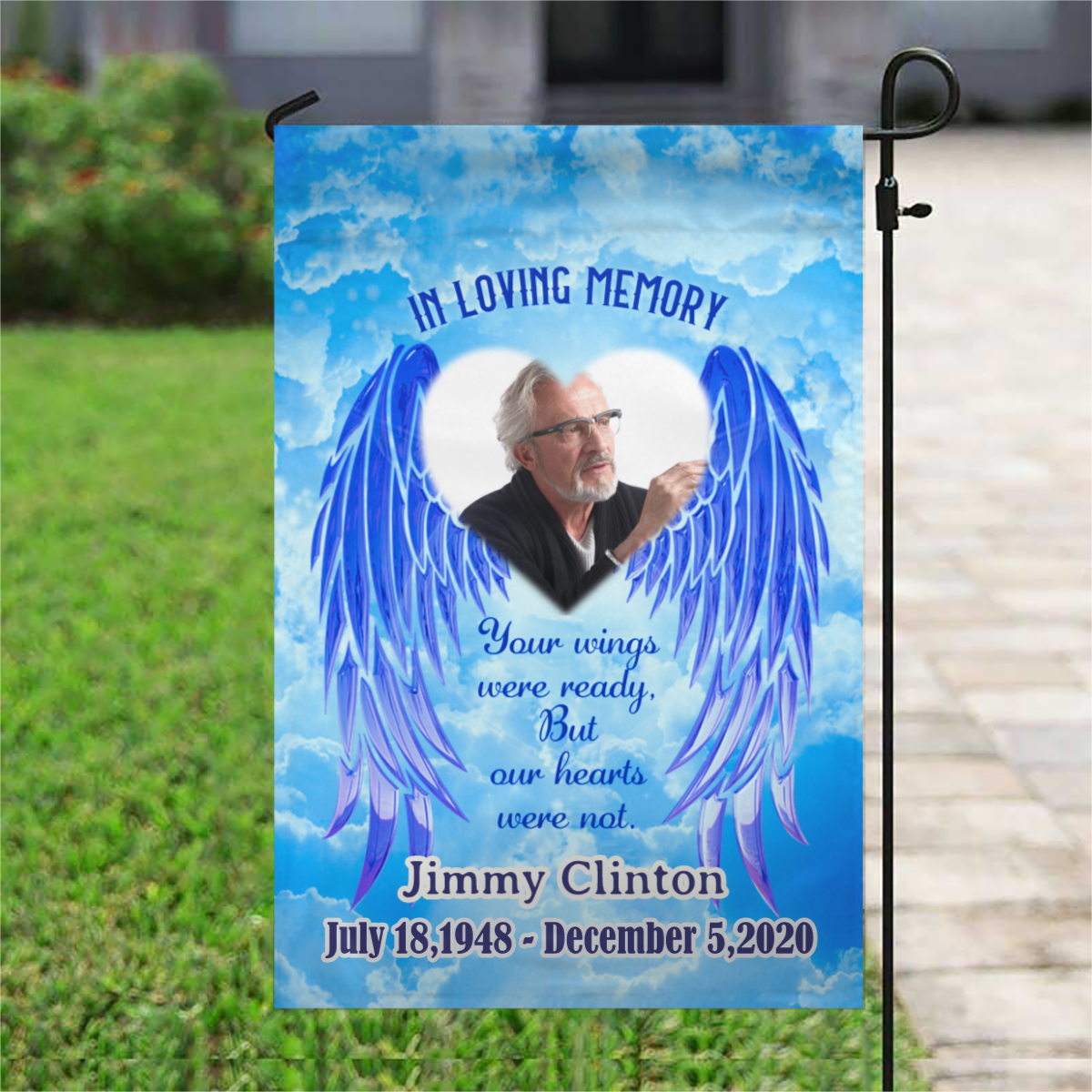 In Loving Memory Personalized Photo Memorial Garden & House Flag