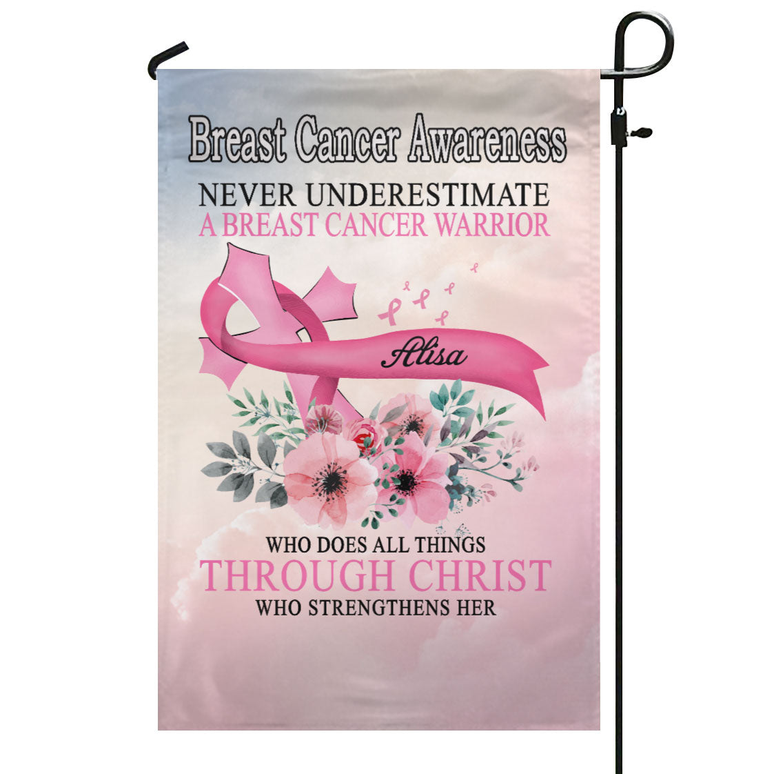 Breast Cancer Warrior Does All Things Personalized Name Garden Flag