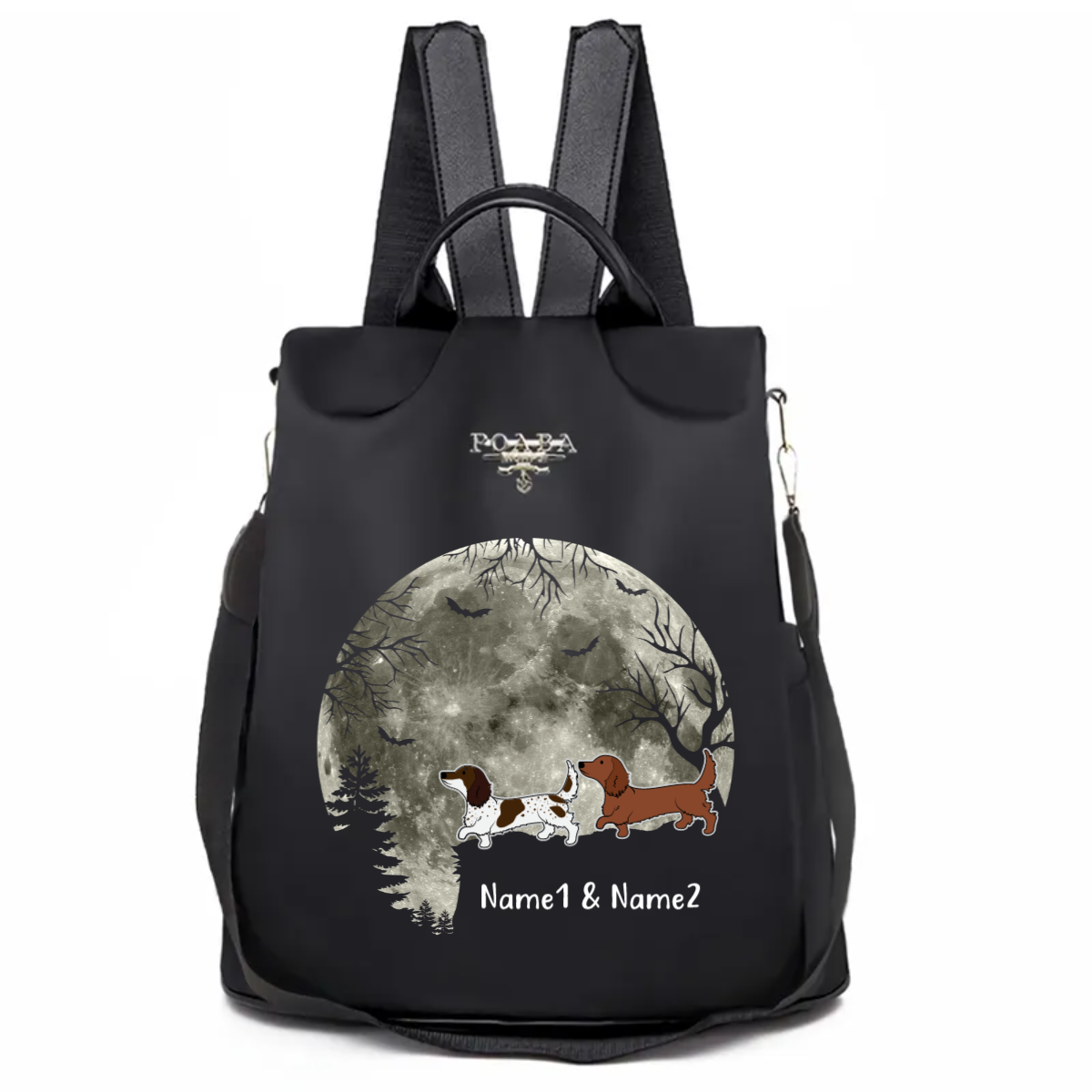 Dachshund Dogs In The Moon Light Personalized Backpack