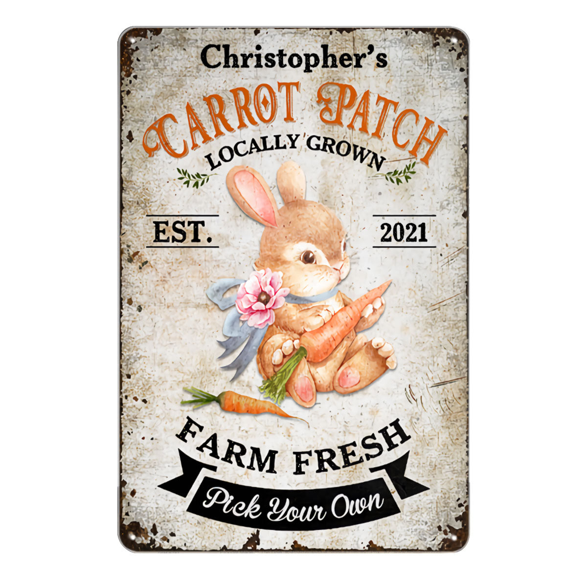 Personalized Rabbit Easter Carrot Patch Customized Classic Metal Signs