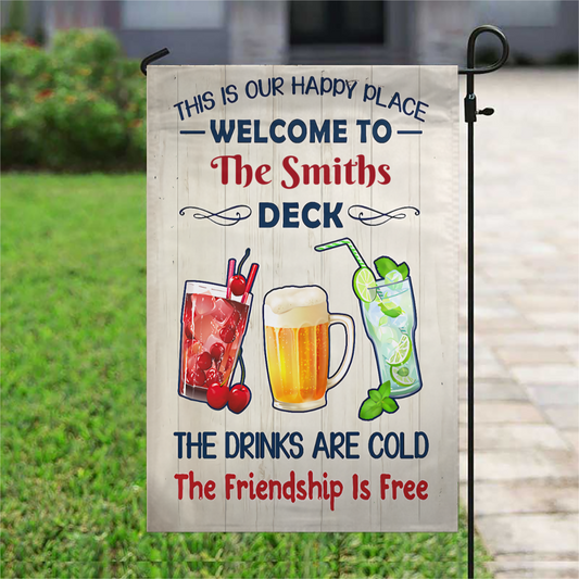 Personalized Backyard Deck Gardening Drink Friendship Flag
