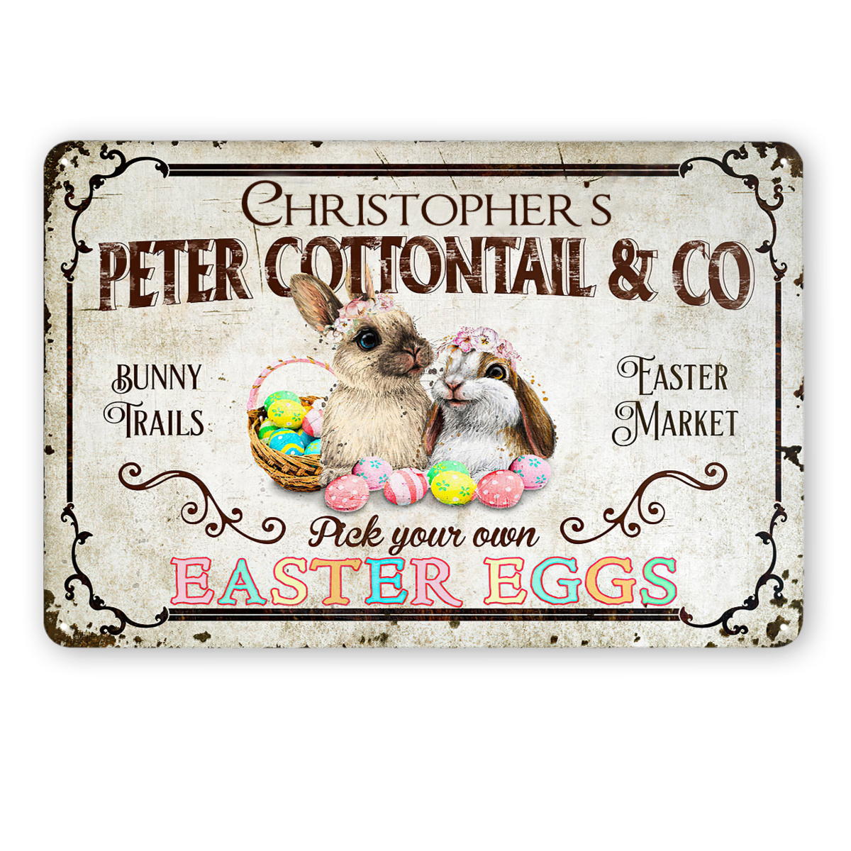 Personalized Rabbit Easter Peter Cottontail Customized Classic Metal Signs