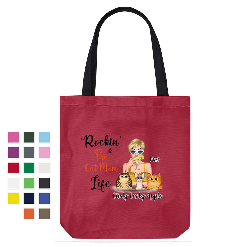 Rockin‘ Cat Mom Life Cocktail Girl Personalized Canvas Bag