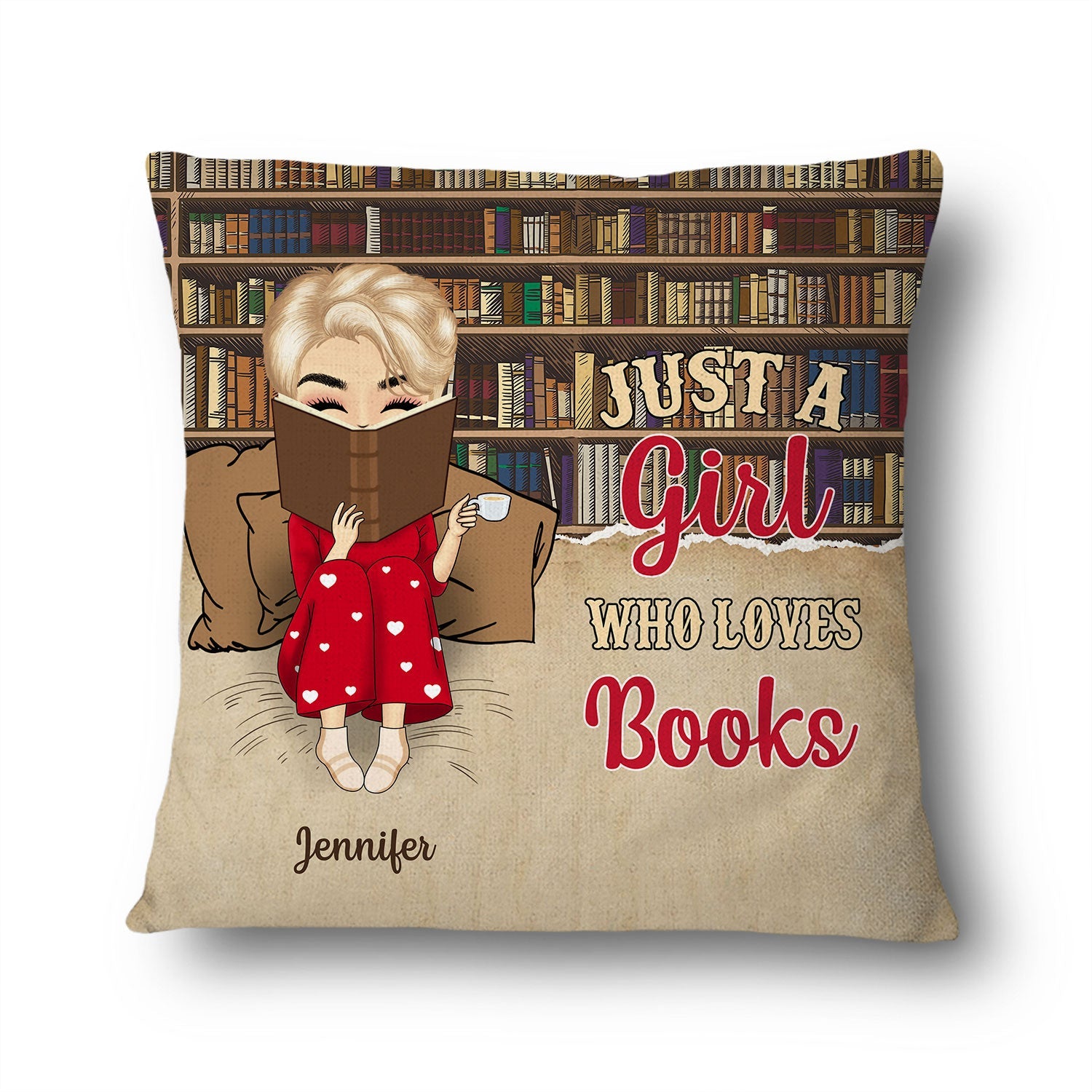 Reading Chibi Girl Just A Girl Who Loves Books - Personalized Pillow