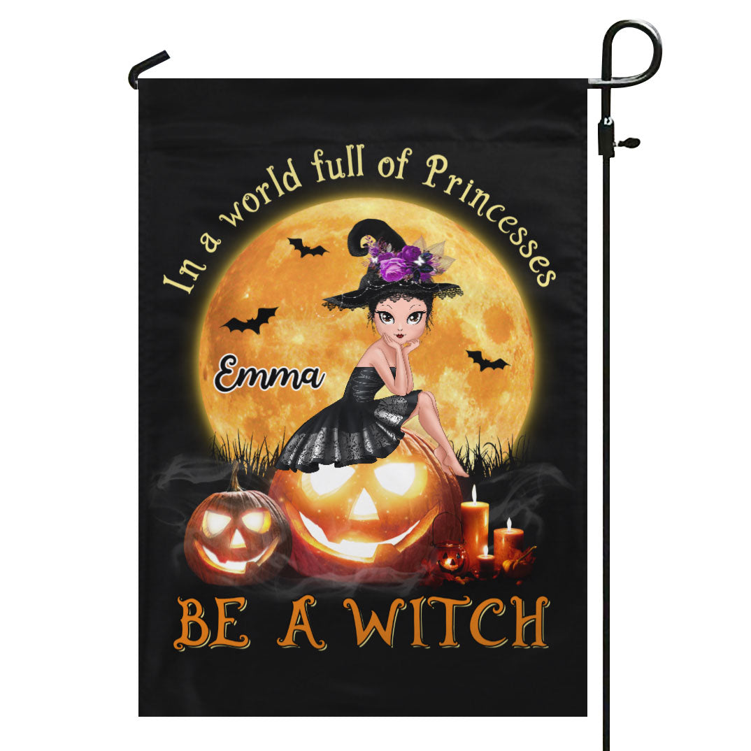 Skull Girl Halloween Personalized Garden Flag