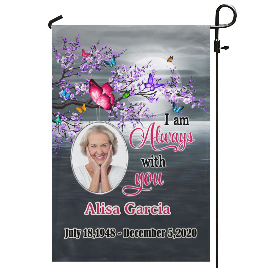 Purple Blossom Branch Photo Personalized Memorial Garden & House Flag