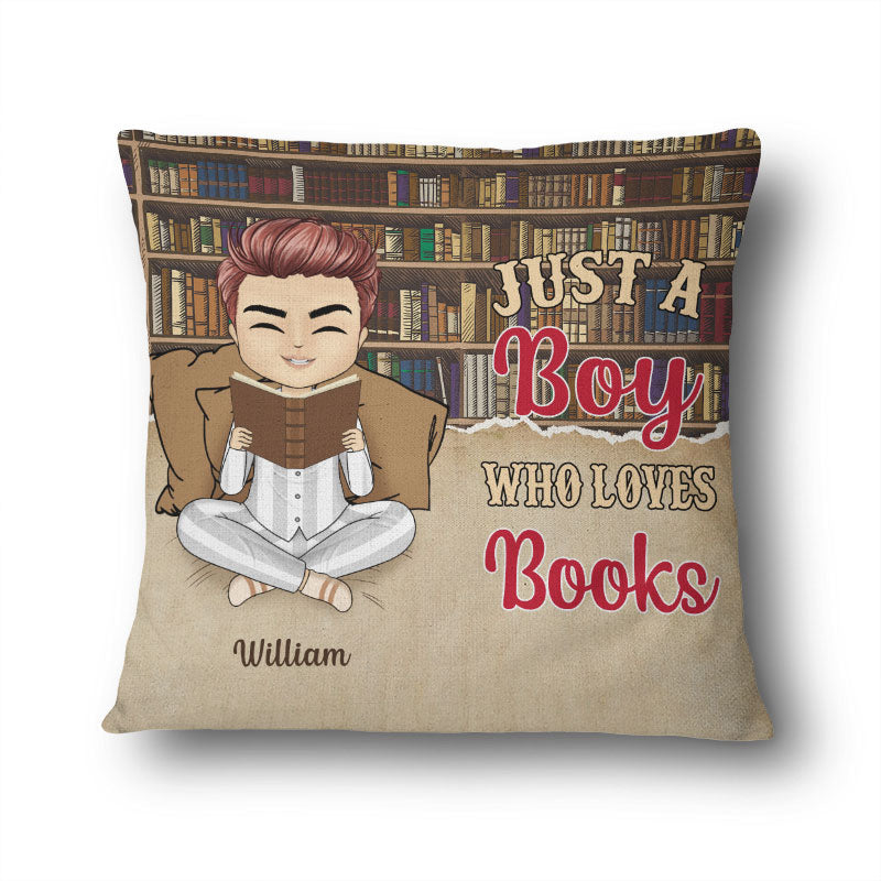 Reading Chibi Boy Just A Boy - Personalized Custom Polyester Linen Pillow