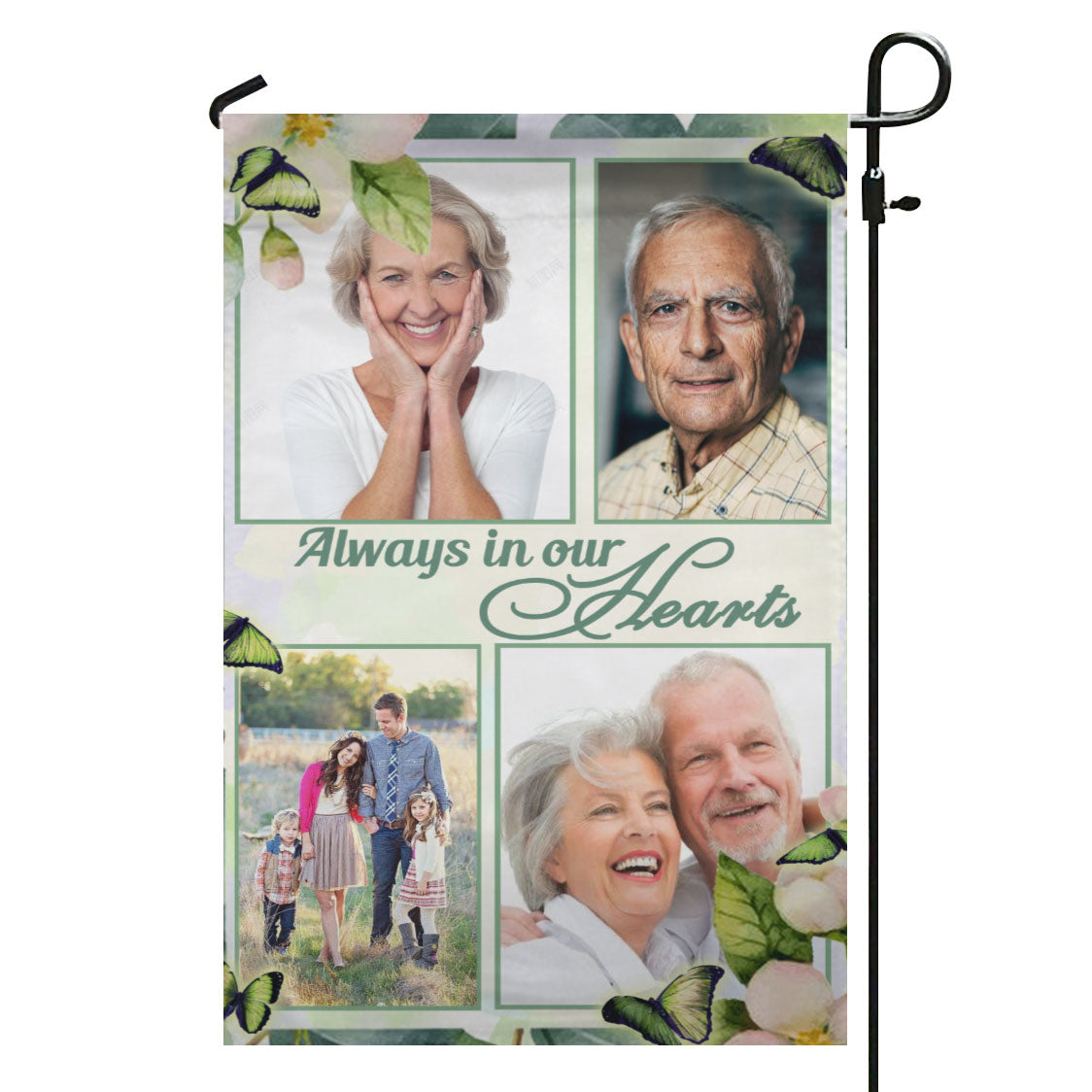 Always In Our Hearts 4 Photos Personalized Photo Memorial Garden & House Flag