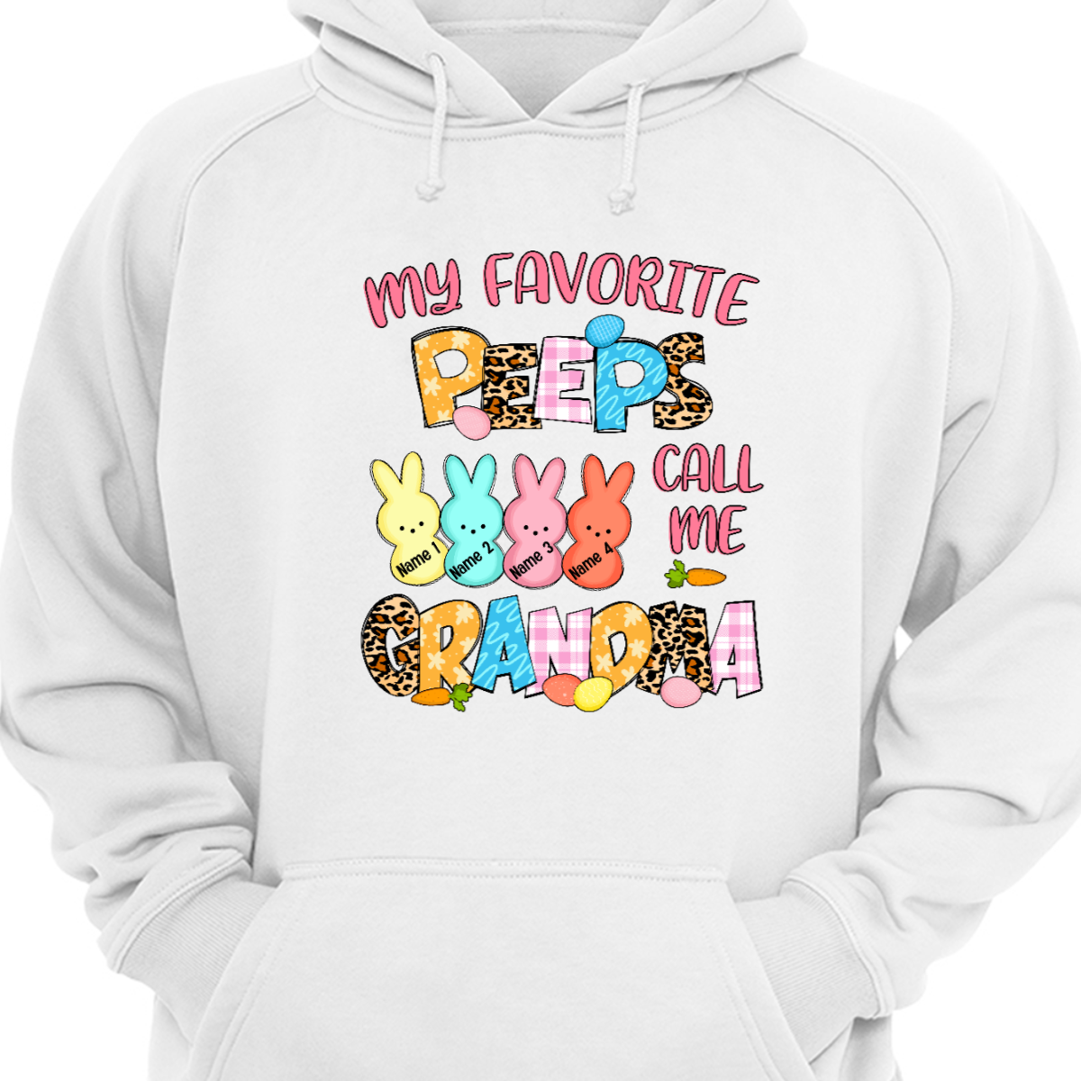Personalized Mom Grandma Easter Peeps Hoodie Sweatshirt