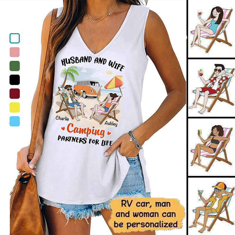 Husband Wife Summer Camping Partners Personalized Tank Top