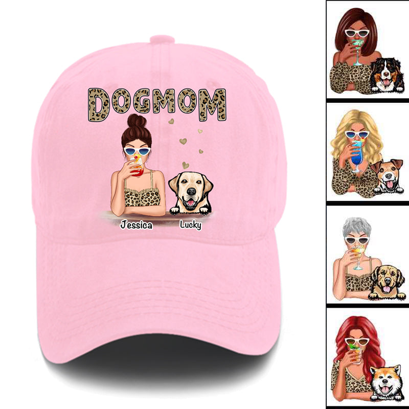 Leopard Dog Mom Personalized Baseball Cap