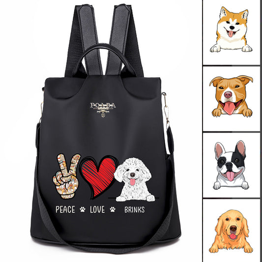 Peace Love Dog - Personalized Custom Backpack