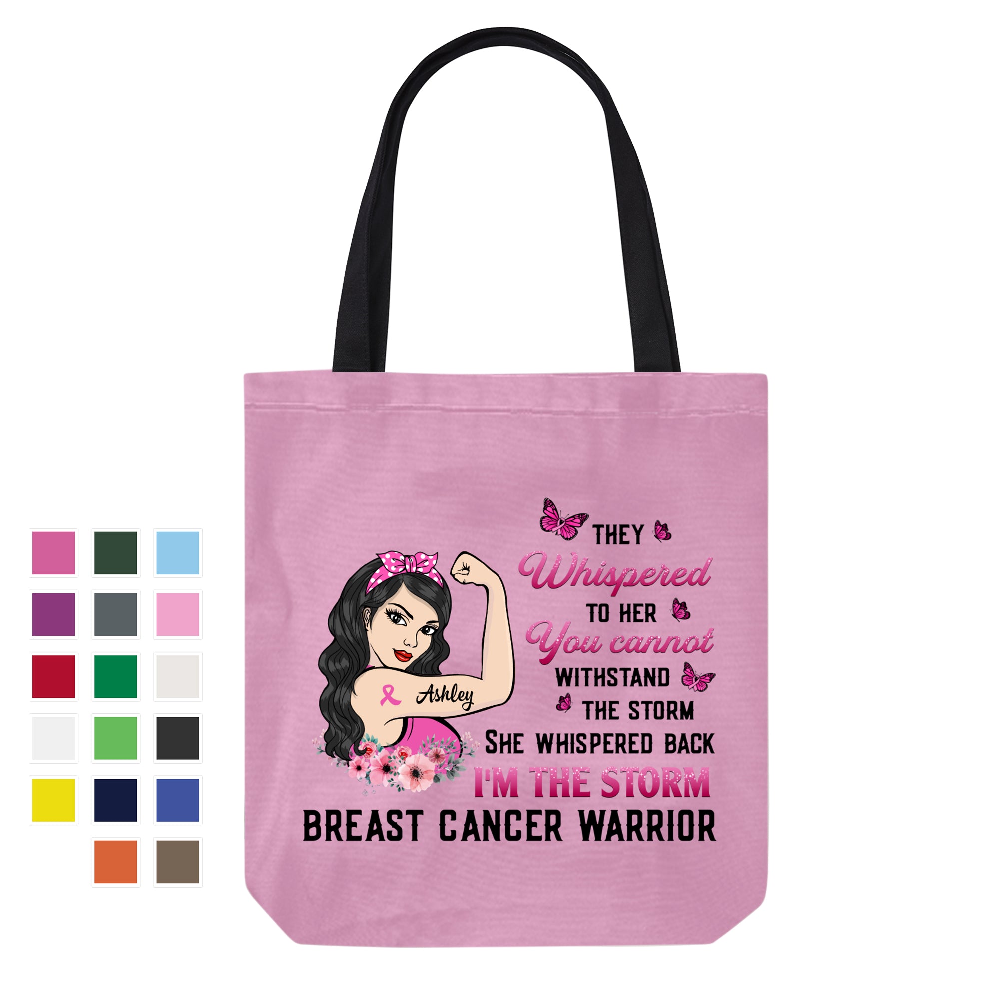 Breast Cancer Warrior The Storm Strong Woman Personalized Canvas Bag