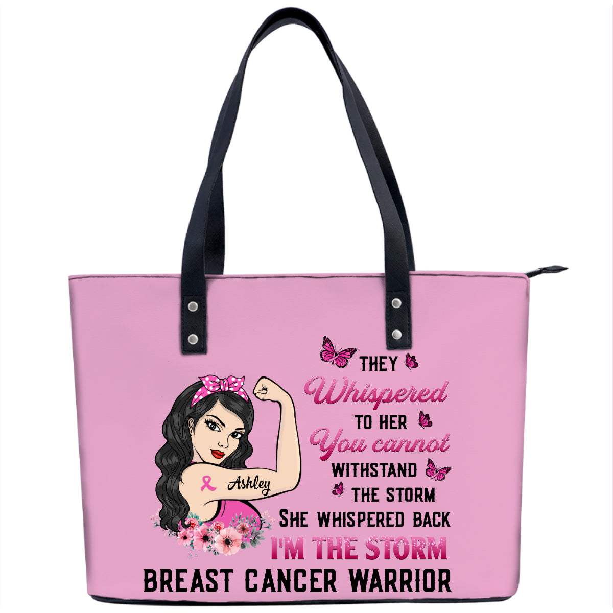 Breast Cancer Warrior The Storm Strong Woman Personalized Shoulder bag