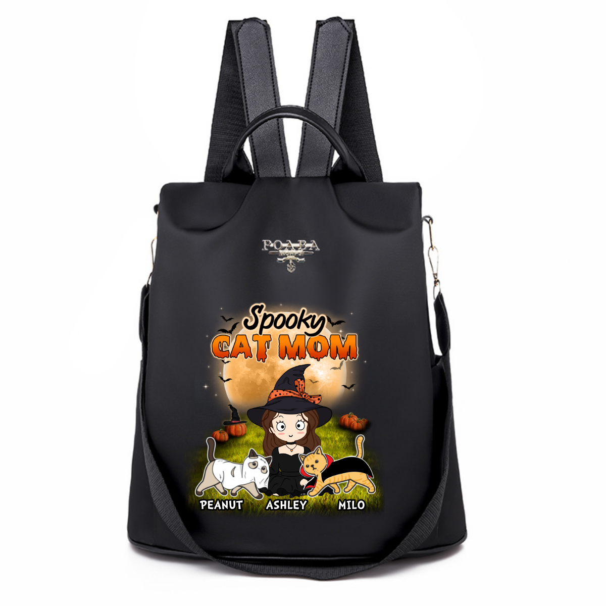 Never Mind The Witch Spooky Cat Chibi Personalized Backpack