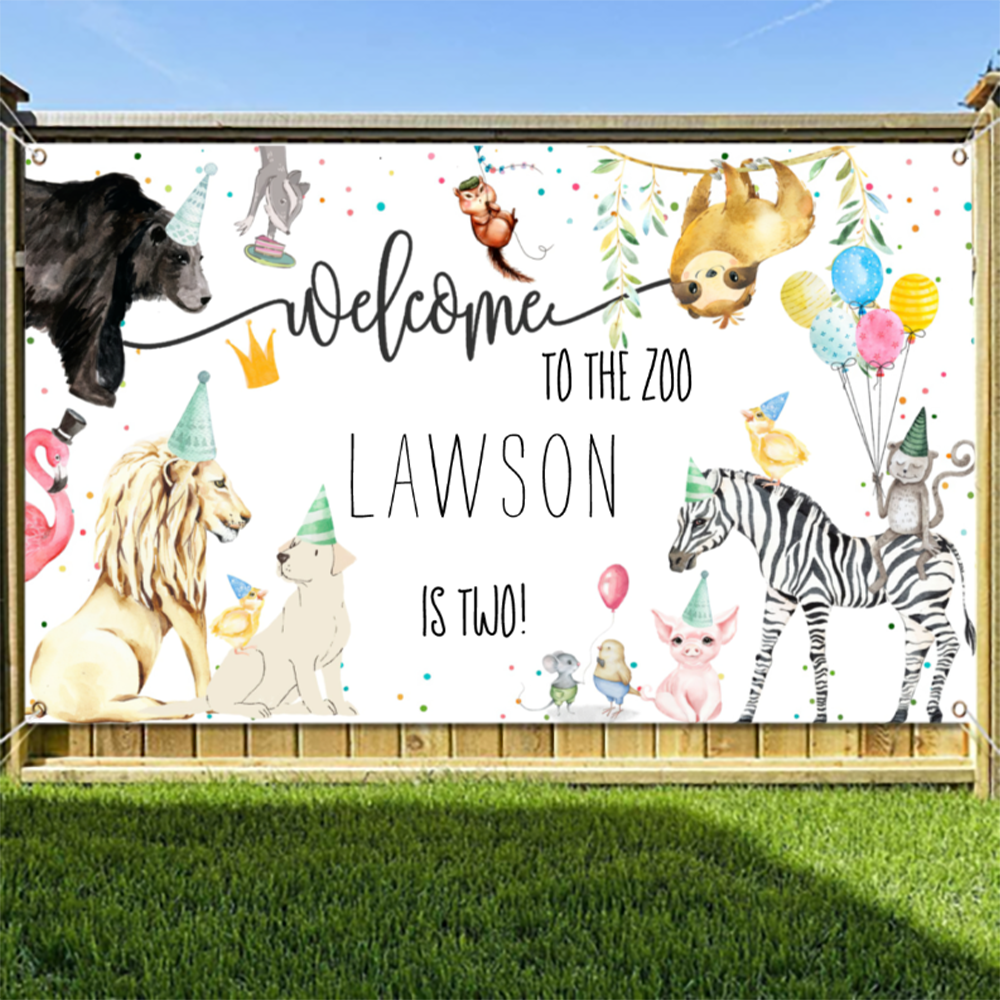 Modern Simple Party Animal Birthday Welcome Banner