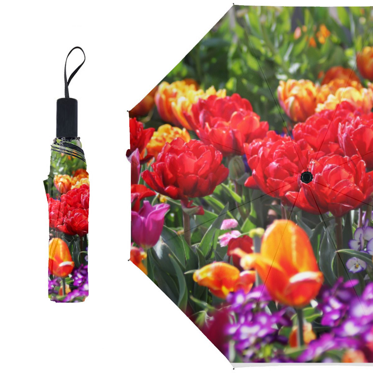 Falln Floral Crimson Waves Brushed Polyester Umbrella No.2VRGJP