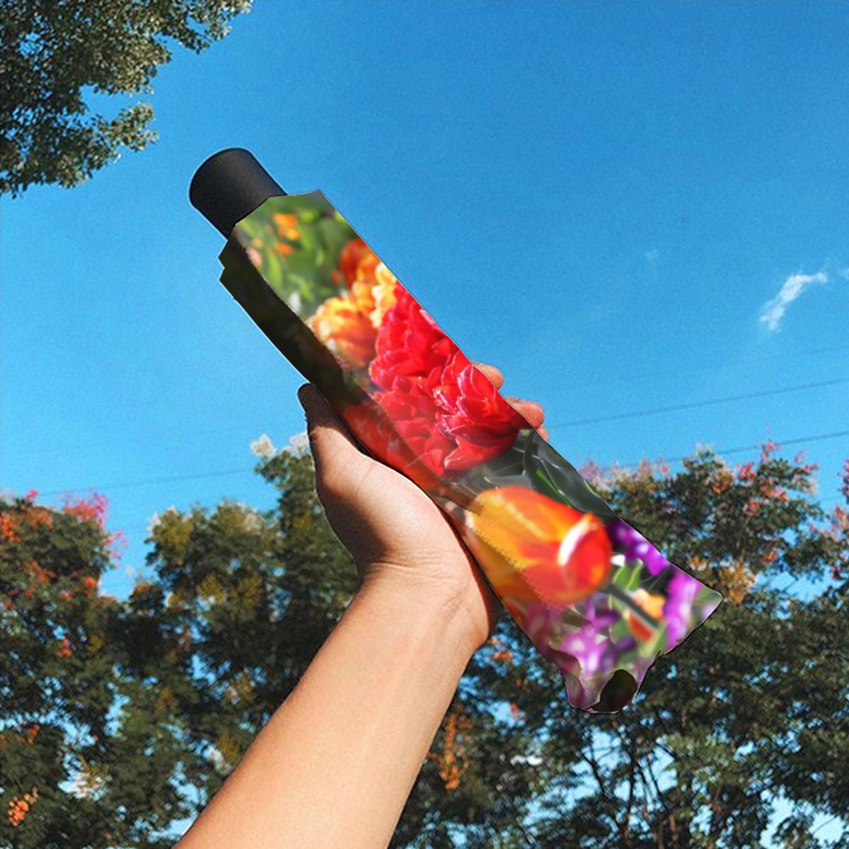 Falln Floral Crimson Waves Brushed Polyester Umbrella No.2VRGJP