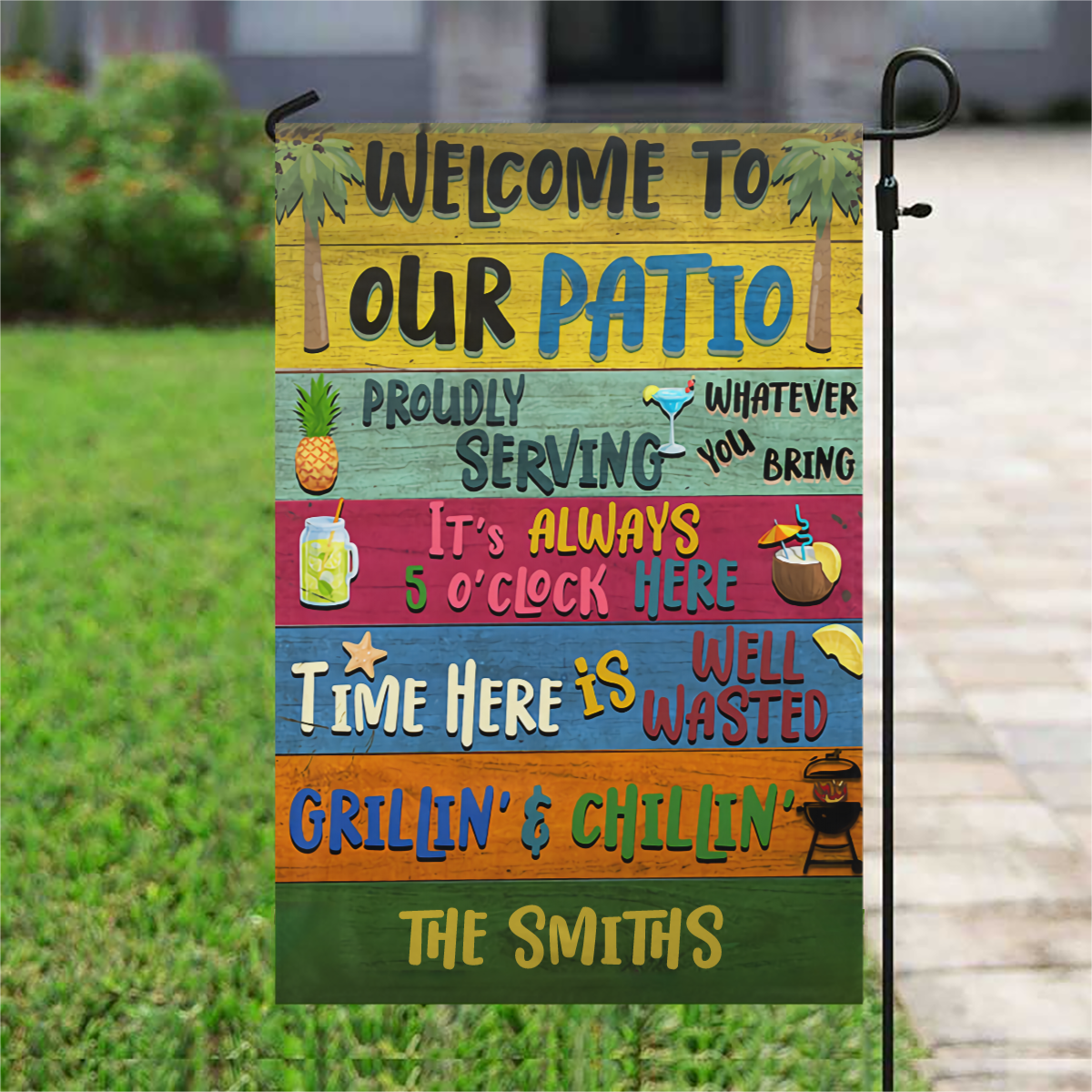 Personalized Patio Welcome Grilling Chilling Custom Flag