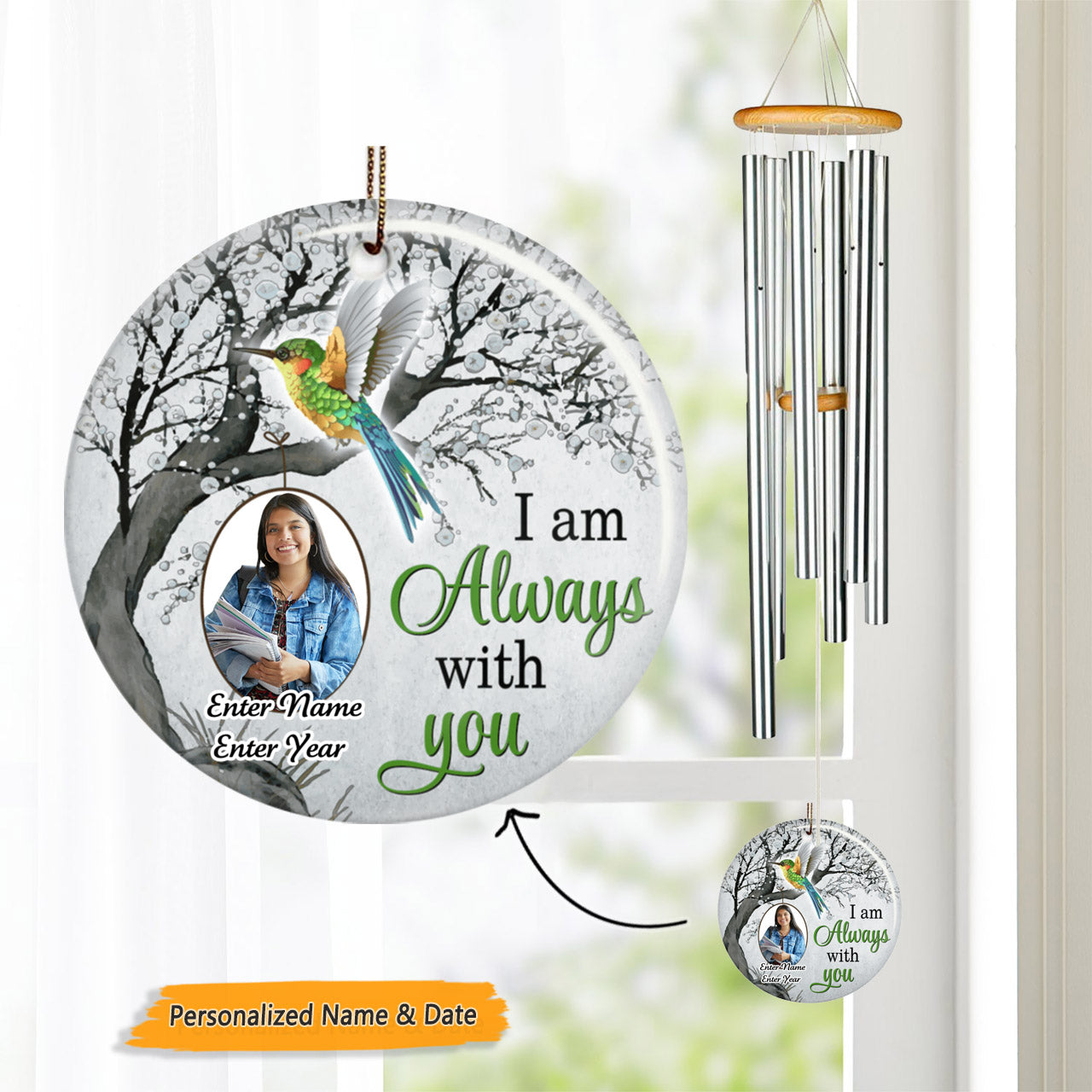 Hummingbird Always With You Custom Wind Chime