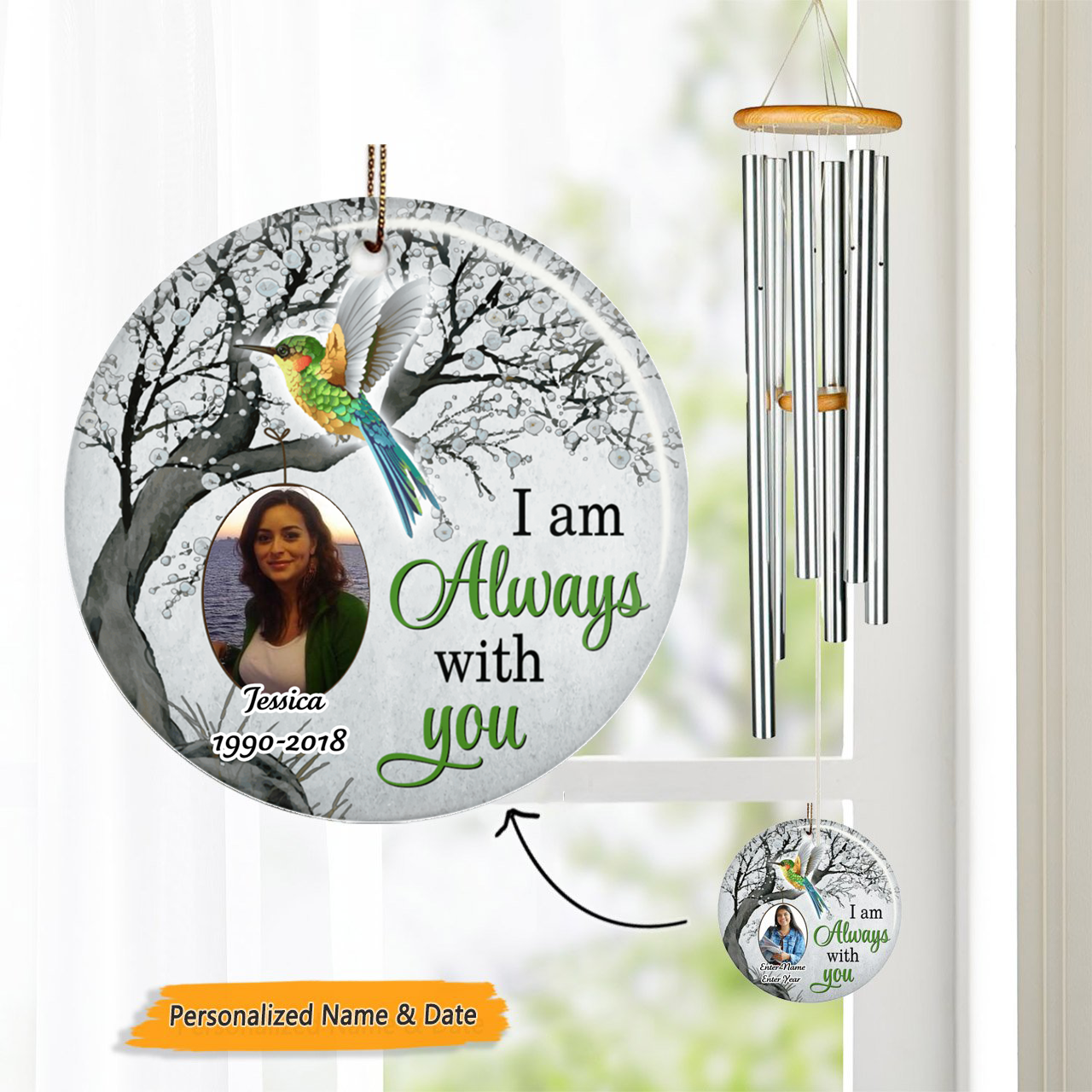 Hummingbird Always With You Custom Wind Chime