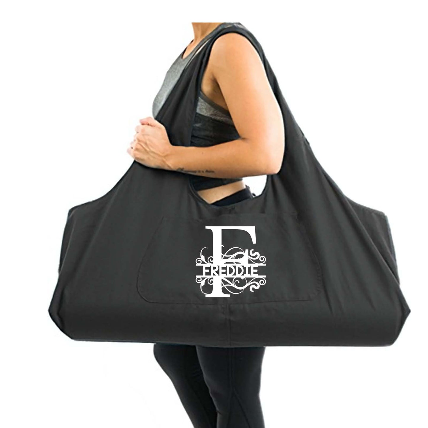 Personalized Split Letter Monogram Canvas Large Bag Fitness Travel Bag Yoga Mat Bag