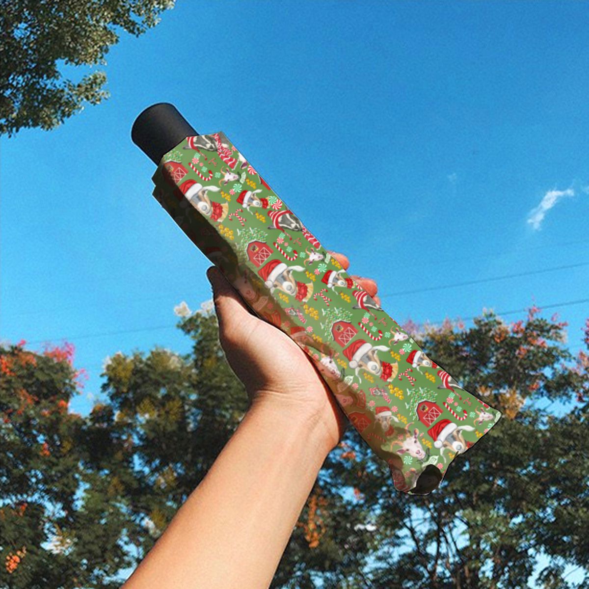 Christmas Goats Candy And Jingle Bells Brushed Polyester Umbrella No.3NPXJV