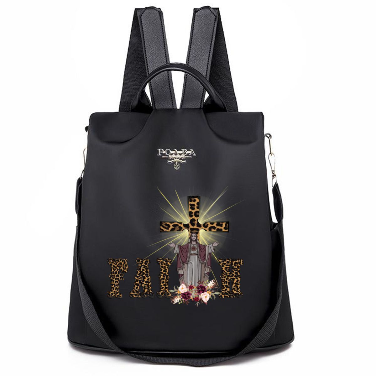 Faith Cross Flowers Backpack No.3SY4O9