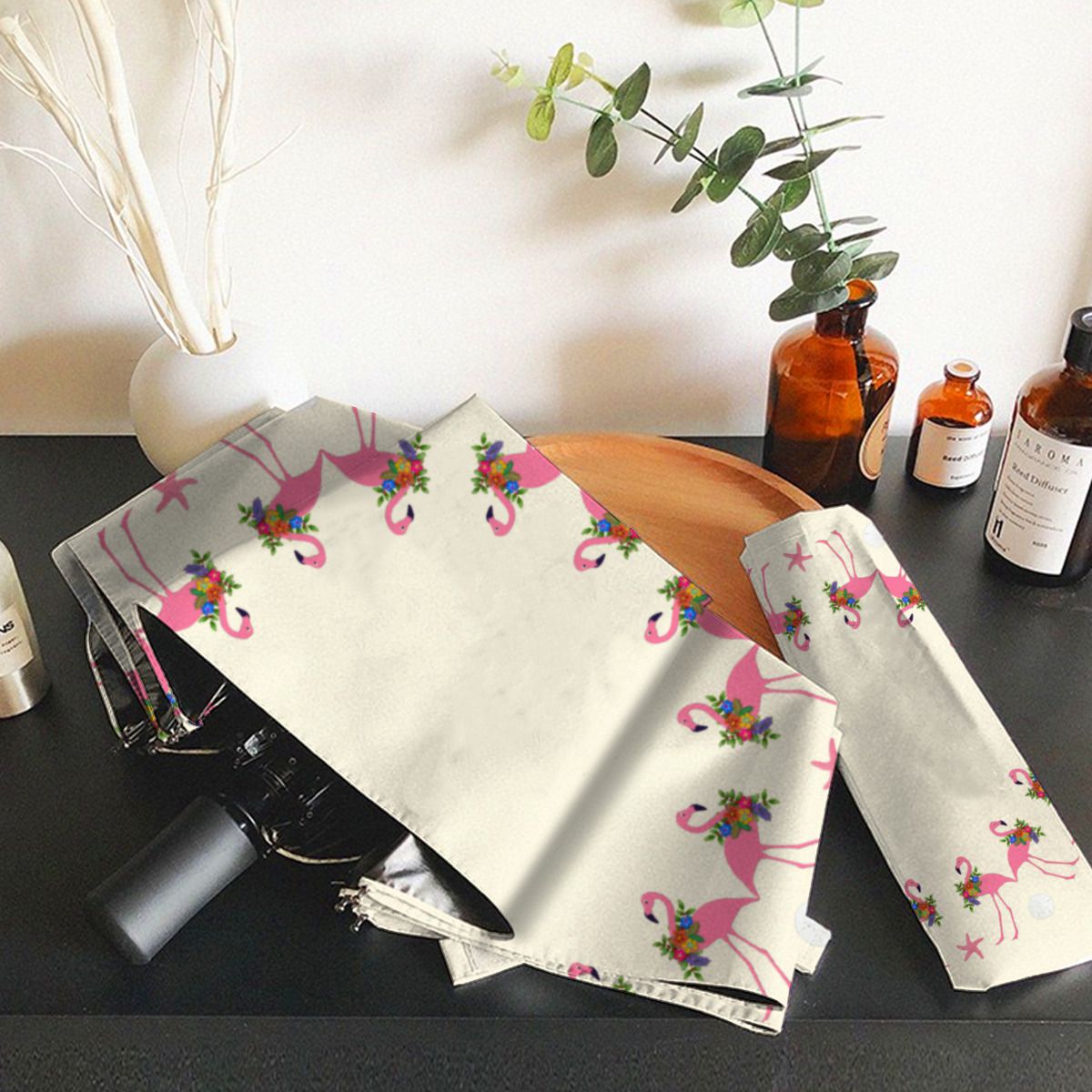 Flamingos N Sand Dollars Tropical Christmas Brushed Polyester Umbrella No.3YYYGN