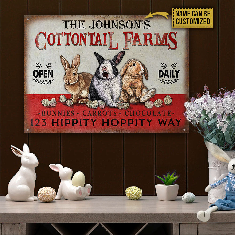 Personalized Rabbit Cottontail Hippity Hoppity Customized Classic Metal Signs