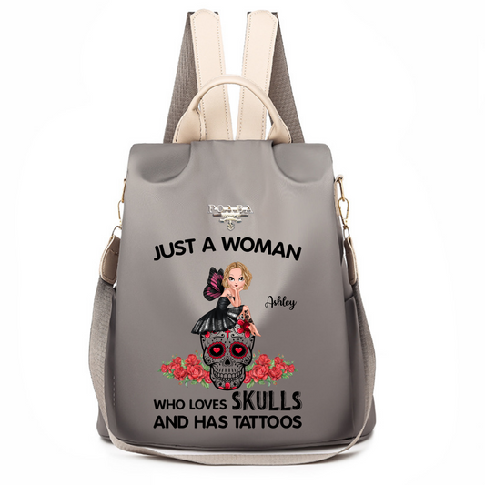 Just A Tattoo Woman Who Loves Skull Personalized Backpack