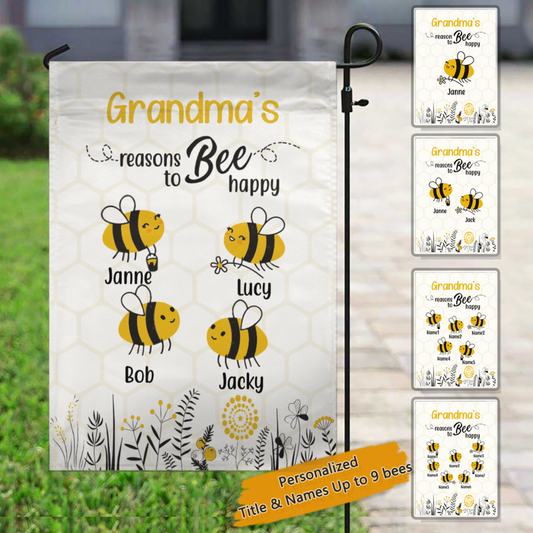 Reasons To Bee Happy Personalized Garden Flag
