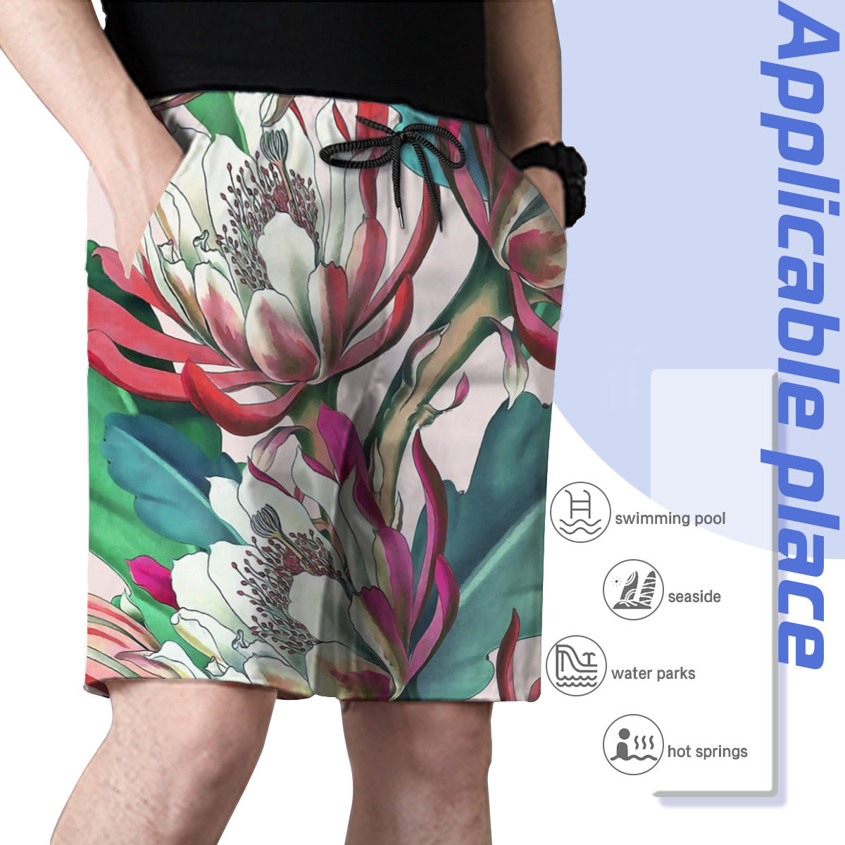 Flowering Cactus Graphic Men's Swim Trunks No.4T9J3X