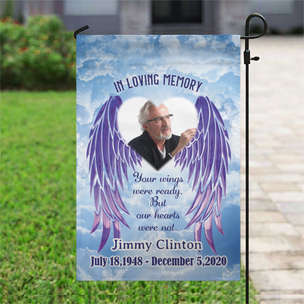 In Loving Memory Personalized Photo Memorial Garden & House Flag