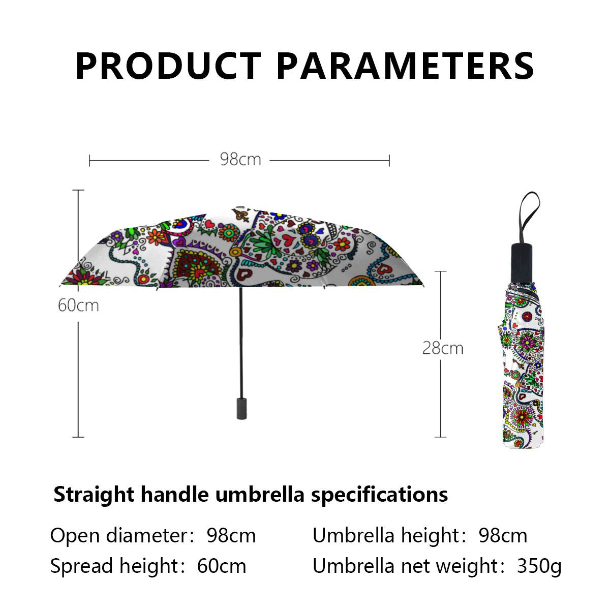 Sugar Skull Day Of The Dead Umbrella No.5KL7UQ