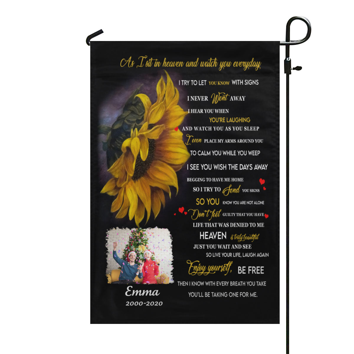 As I Sit In Heaven Peace Sunflower Personalized Memorial flag