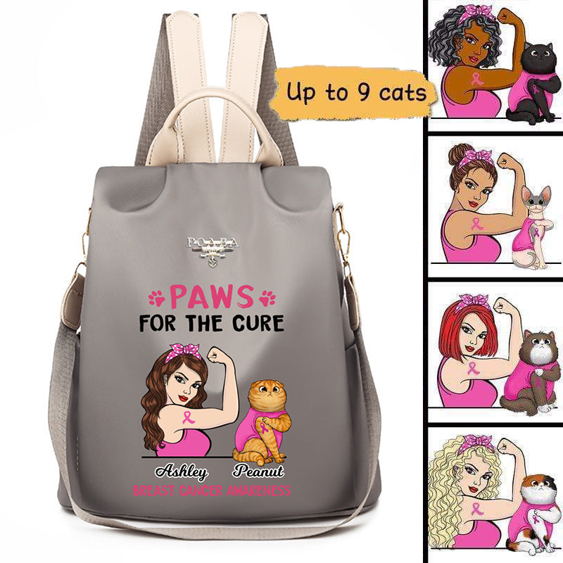 Tattooed Cat Breast Cancer Personalized Backpack