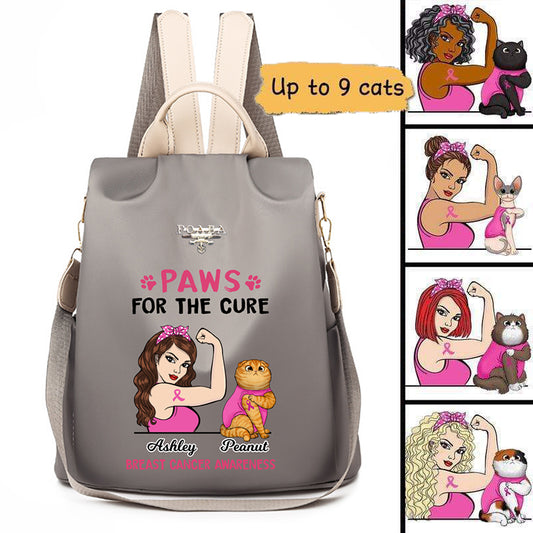 Tattooed Cat Breast Cancer Personalized Backpack