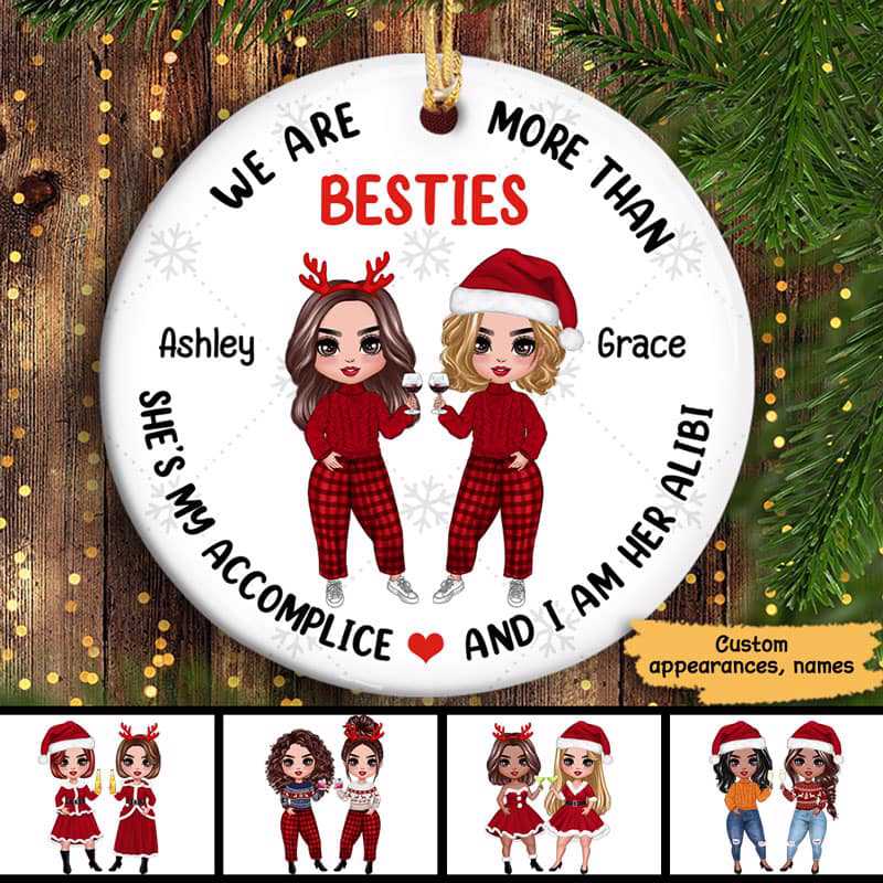 Doll Besties Accomplice Alibi Christmas Personalized Circle Ornaments